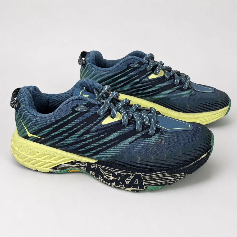 Hoka One One Womens 6.5 Speedgoat 4 Blue Trail Running Shoes Vibram